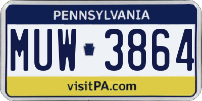 PA license plate MUW3864