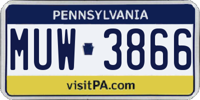 PA license plate MUW3866
