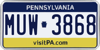 PA license plate MUW3868