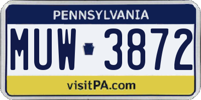 PA license plate MUW3872