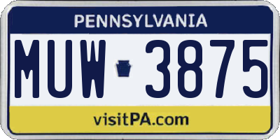 PA license plate MUW3875