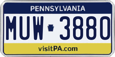 PA license plate MUW3880