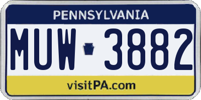 PA license plate MUW3882