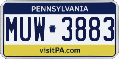 PA license plate MUW3883