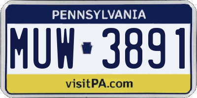 PA license plate MUW3891