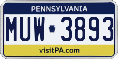 PA license plate MUW3893