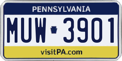 PA license plate MUW3901