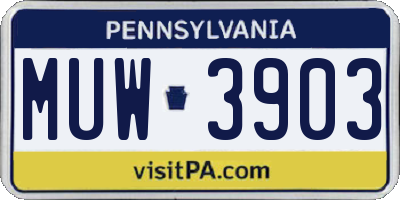 PA license plate MUW3903