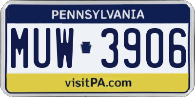 PA license plate MUW3906
