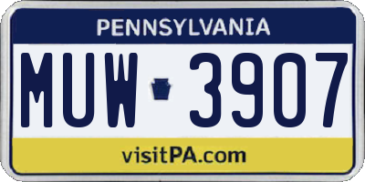 PA license plate MUW3907