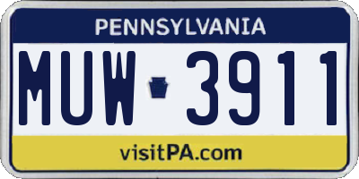 PA license plate MUW3911