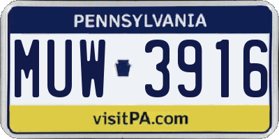 PA license plate MUW3916