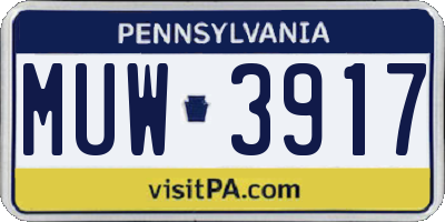 PA license plate MUW3917