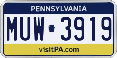 PA license plate MUW3919