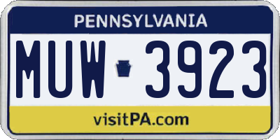PA license plate MUW3923