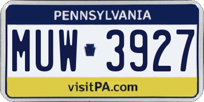 PA license plate MUW3927