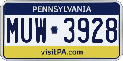 PA license plate MUW3928