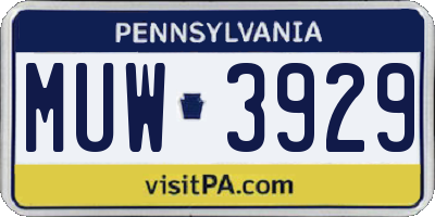 PA license plate MUW3929