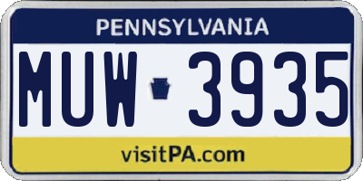 PA license plate MUW3935