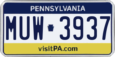 PA license plate MUW3937