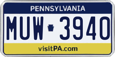 PA license plate MUW3940