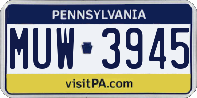 PA license plate MUW3945