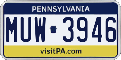 PA license plate MUW3946