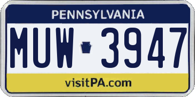 PA license plate MUW3947
