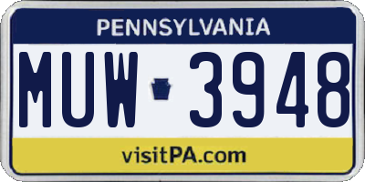 PA license plate MUW3948