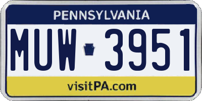 PA license plate MUW3951