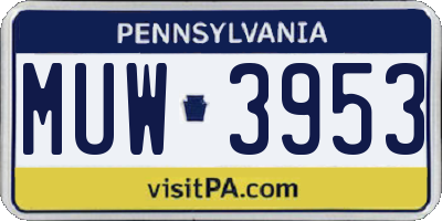 PA license plate MUW3953