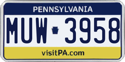 PA license plate MUW3958