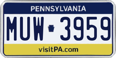 PA license plate MUW3959