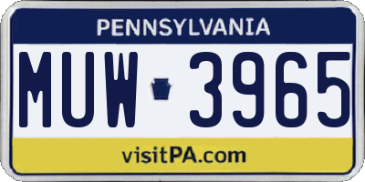 PA license plate MUW3965
