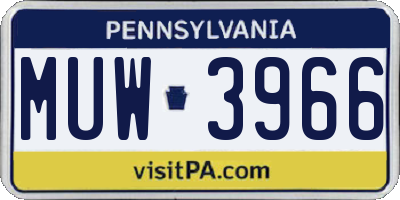 PA license plate MUW3966