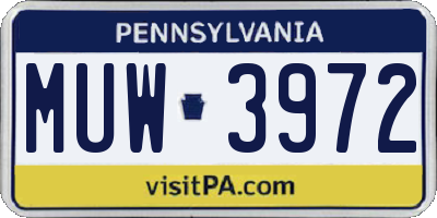 PA license plate MUW3972