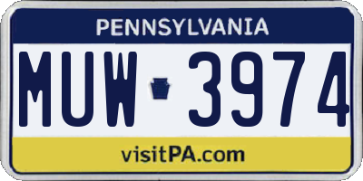 PA license plate MUW3974