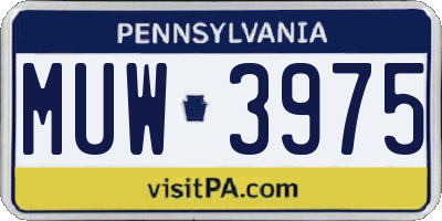 PA license plate MUW3975