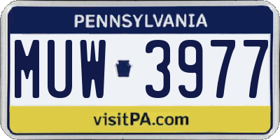 PA license plate MUW3977