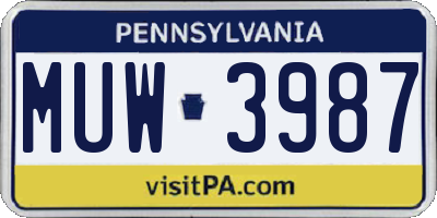 PA license plate MUW3987