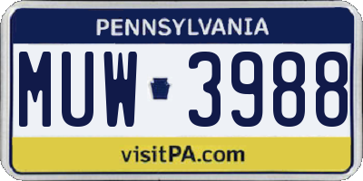PA license plate MUW3988
