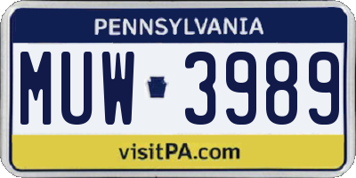 PA license plate MUW3989