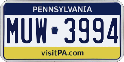PA license plate MUW3994