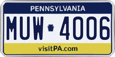 PA license plate MUW4006