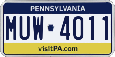 PA license plate MUW4011