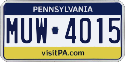 PA license plate MUW4015