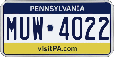 PA license plate MUW4022