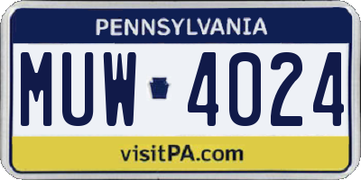 PA license plate MUW4024