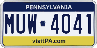 PA license plate MUW4041