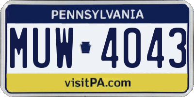 PA license plate MUW4043